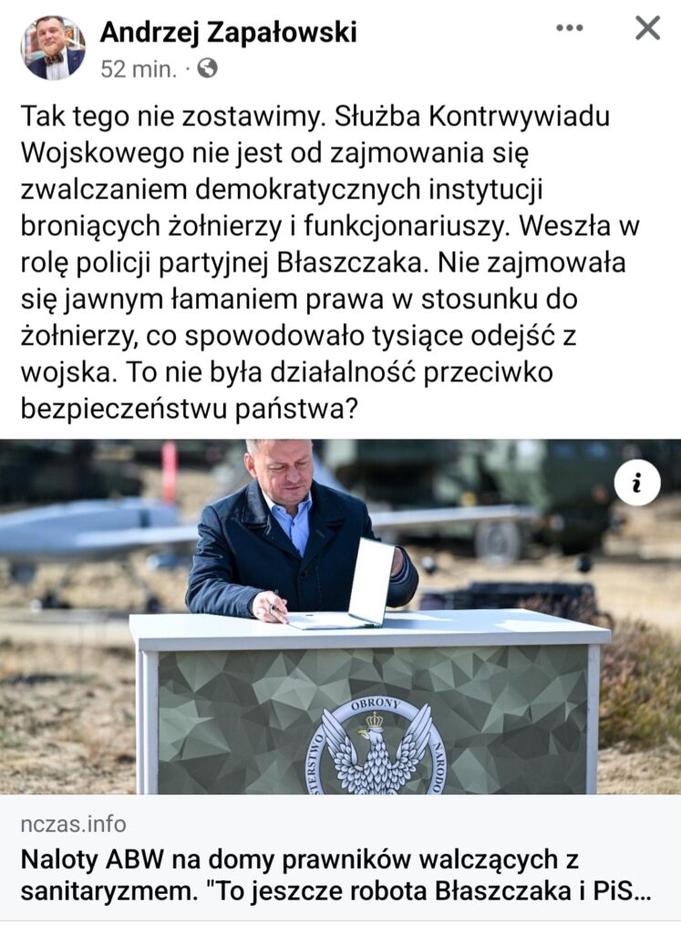Andrzej Zapałowski o akcji ABW 11.01.2024