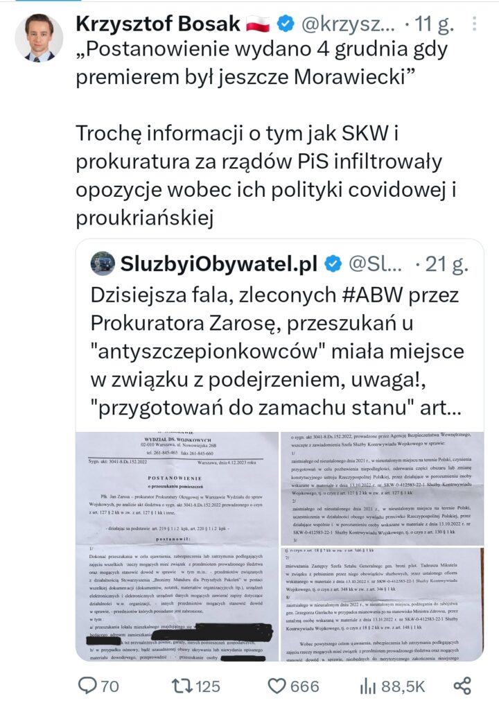 Krzysztof Bosak o akcji ABW 11.01.2024