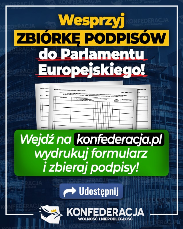 Wesprzyj zbiórkę podpisów do Parlamentu Europejskiego :) ZBIERAJ PODPISY!
