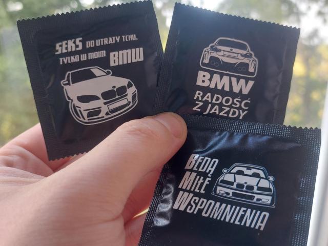 Personalizowane prezerwatywy, kondomy BMW - gadżet na prezent